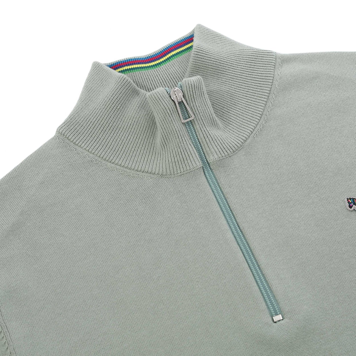 PAUL SMITH PS COTTON 1/4 ZIP ZEBRA LOGO JUMPER PASTEL GREEN 2XL RRP £135 BNWT