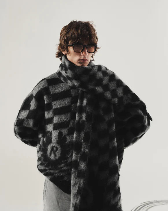 BELSTAFF x REPRESENT CHECKERBOARD CREW NECK JUMPER BLACK/GREY M/L RRP £195 BNWT