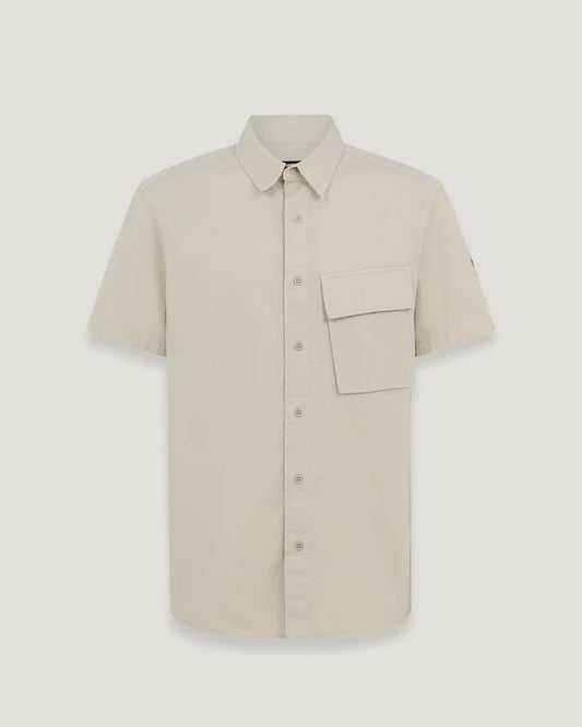 BELSTAFF SCALE SHORT SLEEVE COTTON SHIRT STONE BEIGE RRP £120 BNWT