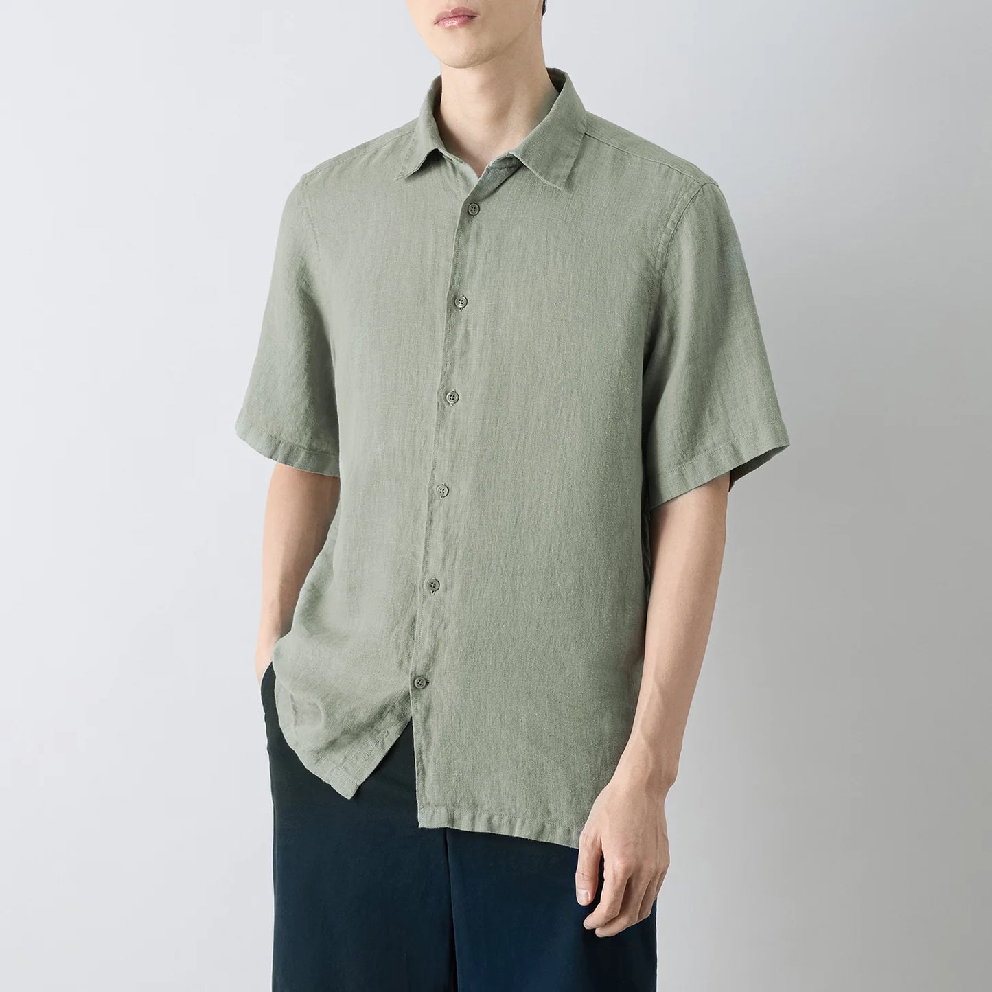 OLIVER SWEENEY SOMERTON SHORT SLEEVE LINEN SHIRT SAGE GREEN 2XL RRP £99 BNWT