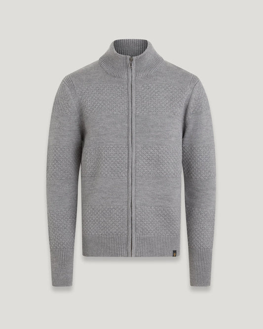 BELSTAFF STERNWAY ZIPPED WOOL CARDIGAN JUMPER GREY XL RRP £275 BNWT
