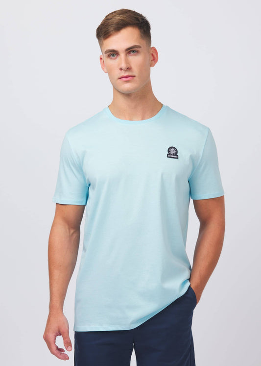 SANDBANKS BADGE LOGO SLIM FIT T-SHIRT CRYSTAL BLUE RRP £85 BNWT