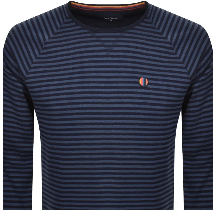 PAUL SMITH DAMO LONG SLEEVE LOGO COTTON T-SHIRT BLUE 2XL RRP £120 BNWT