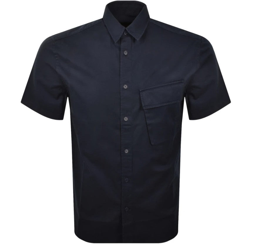 BELSTAFF SCALE SHORT SLEEVE COTTON SHIRT DARK INK NAVY RRP £120 BNWT