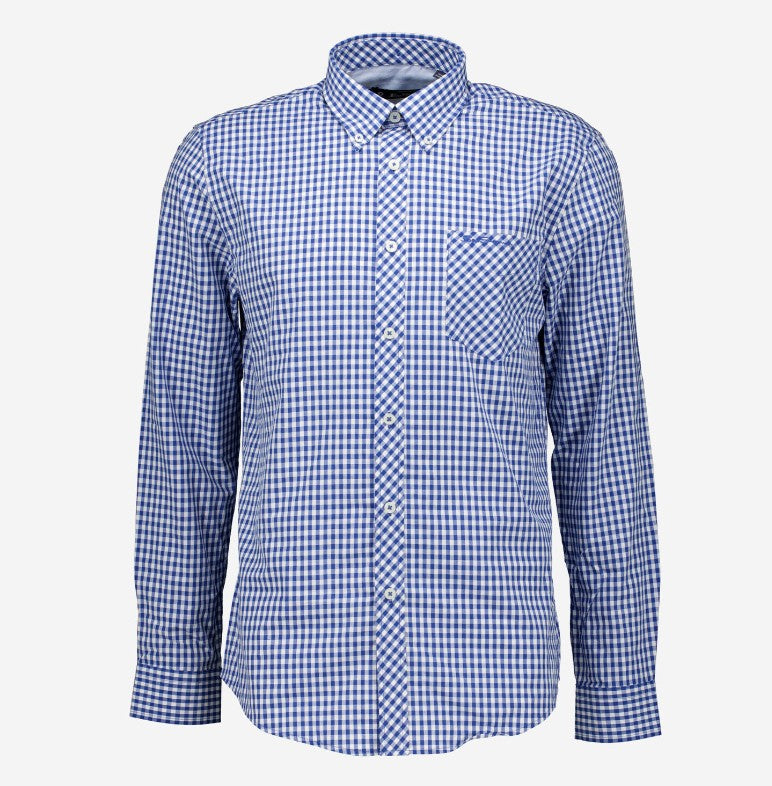 BEN SHERMAN SIGNATURE GINGHAM LONG SLEEVE COTTON SHIRT BLUE 2XL RRP £65 BNWT