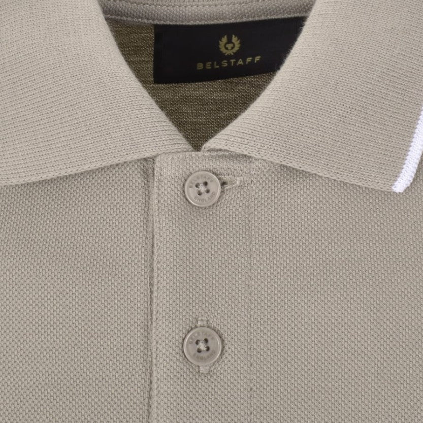 BELSTAFF COLOURBLOCK PIQUE COTTON POLO SHIRT PUMICE BROWN RRP £145 BNWT