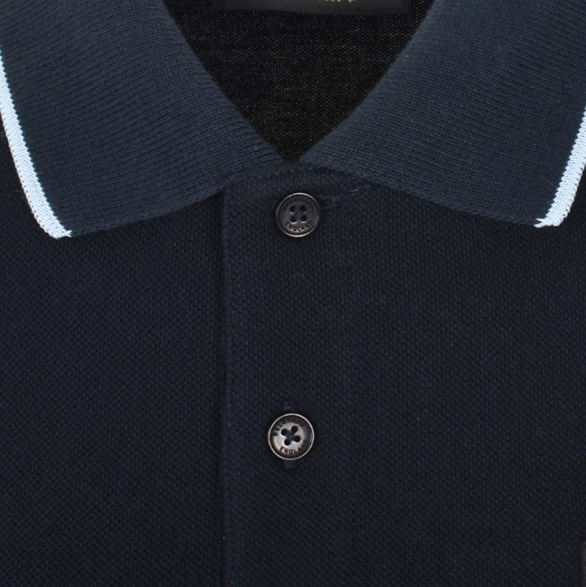 BELSTAFF COLOURBLOCK PIQUE COTTON POLO SHIRT SHADES OF BLUE RRP £145 BNWT