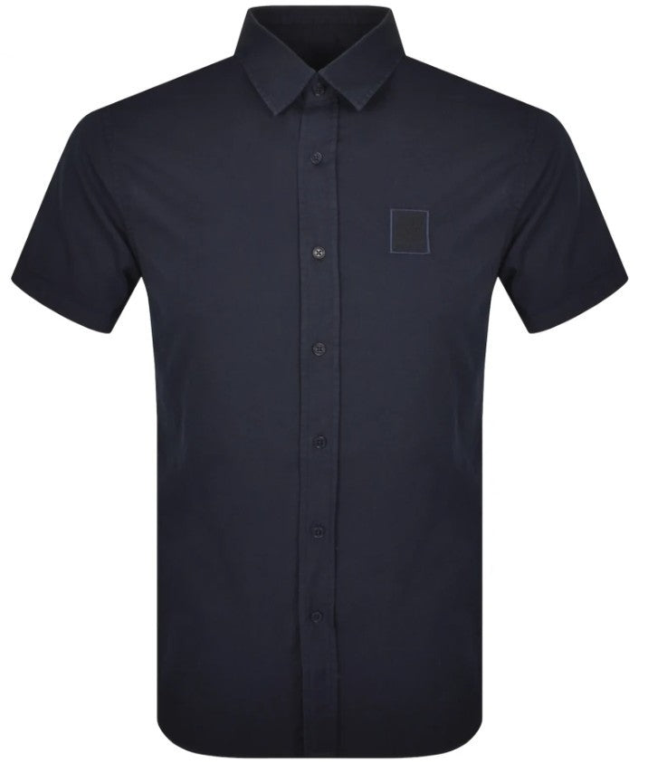 BELSTAFF SMU SHORT SLEEVE COTTON SHIRT DARK INK NAVY MEDIUM RRP £120 BNWT