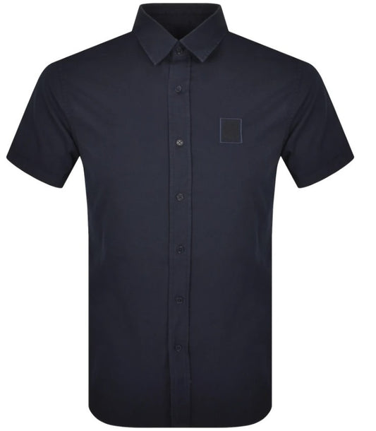 BELSTAFF SMU SHORT SLEEVE COTTON SHIRT DARK INK NAVY MEDIUM RRP £120 BNWT
