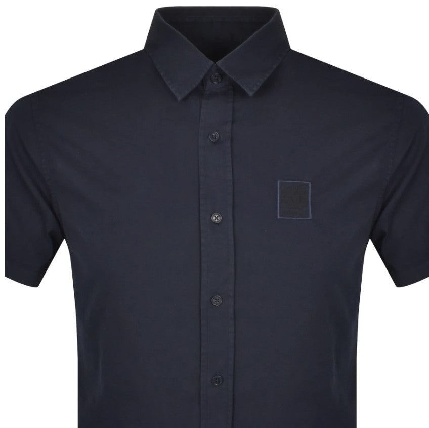 BELSTAFF SMU SHORT SLEEVE COTTON SHIRT DARK INK NAVY MEDIUM RRP £120 BNWT