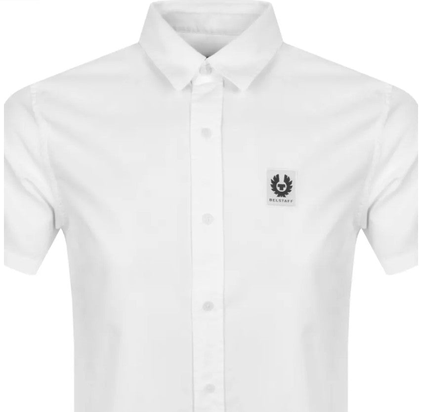 BELSTAFF SMU SHORT SLEEVE COTTON SHIRT WHITE MEDIUM RRP £120 BNWT