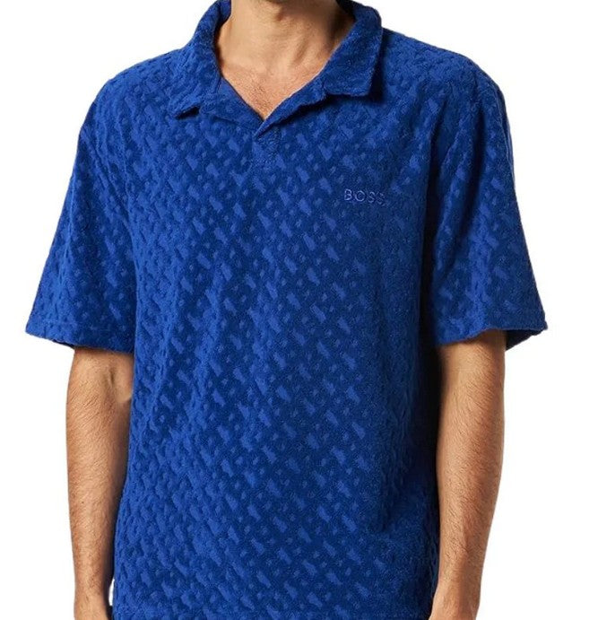 HUGO BOSS TERRY TOWELLING COTTON POLO SHIRT ROYAL BLUE XL RRP £79 BNWT