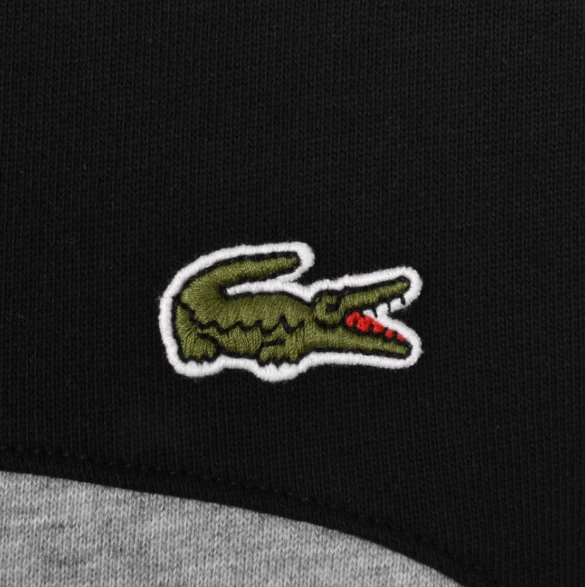 LACOSTE COLOUR BLOCK CREW NECK COTTON SWEATSHIRT BLACK/GREY 5XL RRP £120 BNWT