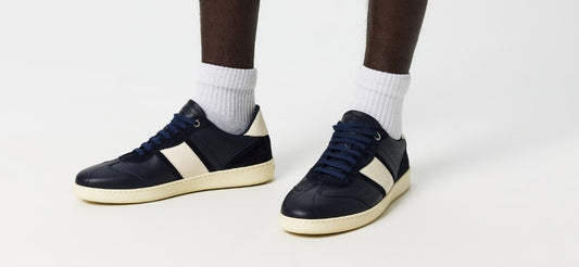 FERRAGAMO ACHILLE 1 CALF ITALIAN LEATHER TRAINERS MARINE BLUE UK10 RRP £570 BNIB