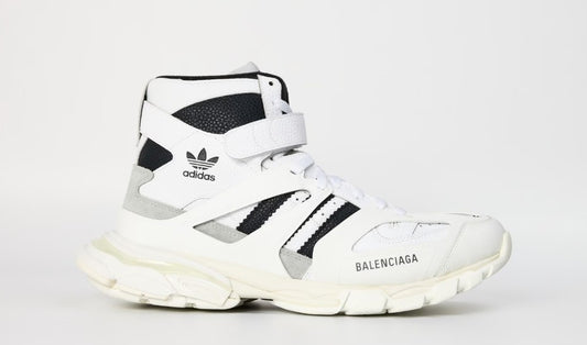 BALENCIAGA X ADIDAS TRACK FORUM HI-TOP LEATHER TRAINERS WHITE RRP £915 BNIB
