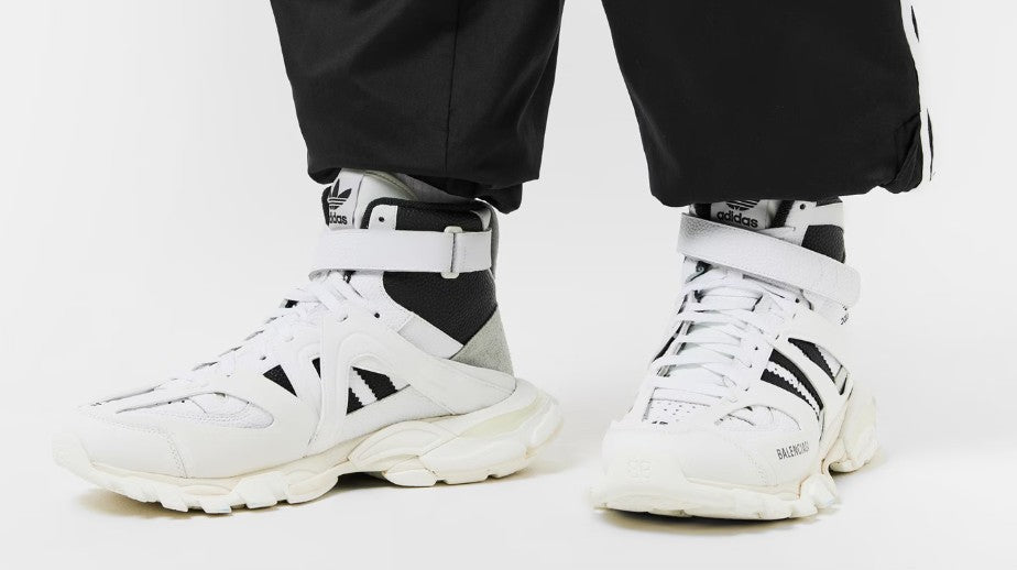 BALENCIAGA X ADIDAS TRACK FORUM HI-TOP LEATHER TRAINERS WHITE RRP £915 BNIB