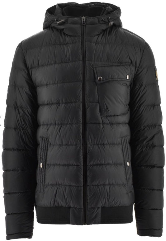 BELSTAFF STREAMLINE HOODED DOWN PUFFA JACKET BLACK UK46 3XL RRP £375 BNWT