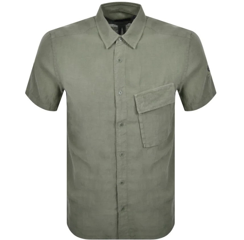 BELSTAFF SCALE LINEN COTTON SHORT SLEEVE SHIRT SURPLUS GREEN 2XL RRP £135 BNWT (Copy)