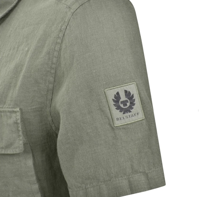 BELSTAFF SCALE LINEN COTTON SHORT SLEEVE SHIRT SURPLUS GREEN 2XL RRP £135 BNWT (Copy)
