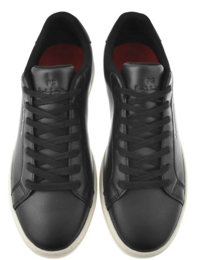 PAUL SMITH PS REX EMBROIDERY LEATHER TRAINERS BLACK SIZE UK 8 RRP £245 BNIB
