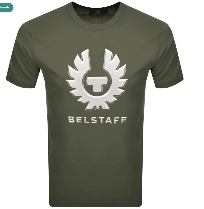 BELSTAFF LIQUIFY GRAPHIC COTTON T-SHIRT SURPLUS GREEN RRP £65 BNWT