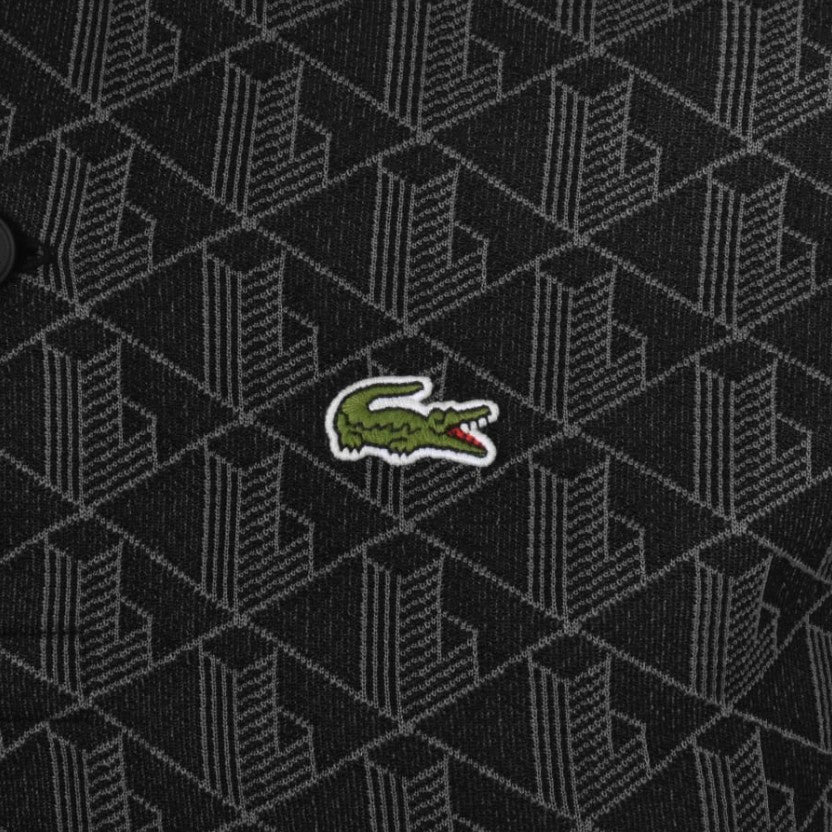 LACOSTE MONOGRAM GEOMETRIC PRINT POLO SHIRT BLACK XL RRP £120 BNWT