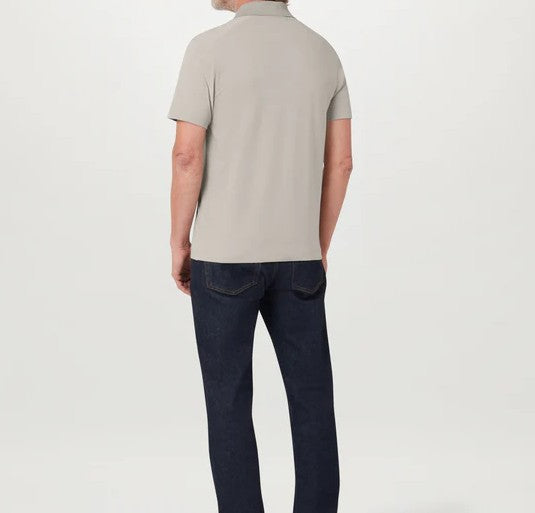 BELSTAFF ALLOY STRETCHY ZIP NECK COTTON POLO SHIRT CEMENT GREY RRP £110 BNWT