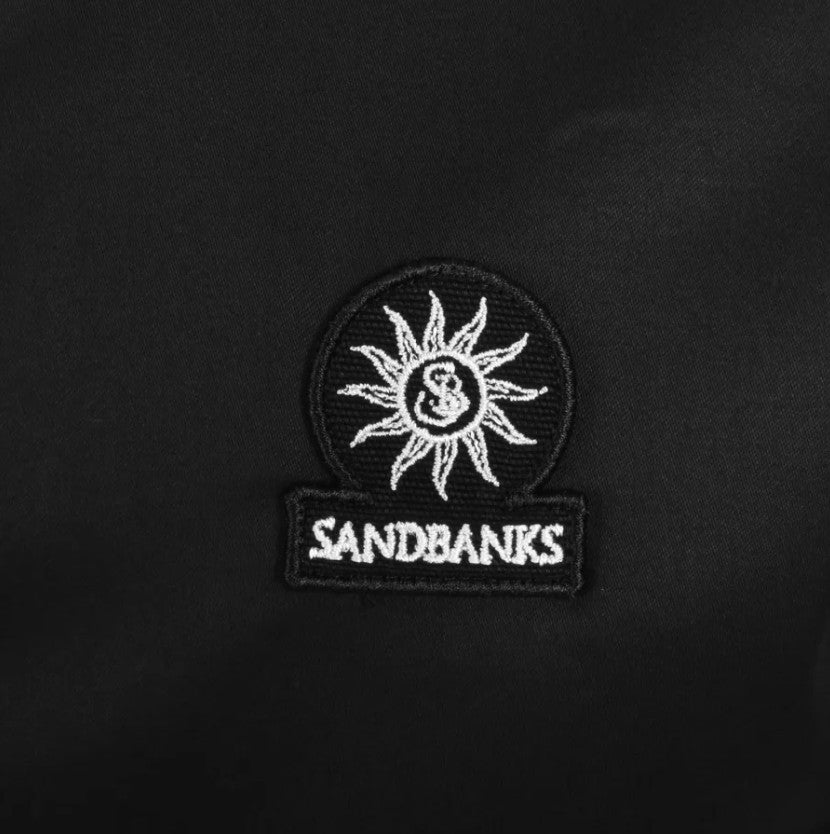SANDBANKS LOGO SHORT SLEEVE COTTON POPLIN SHIRT BLACK RRP £155 BNWT