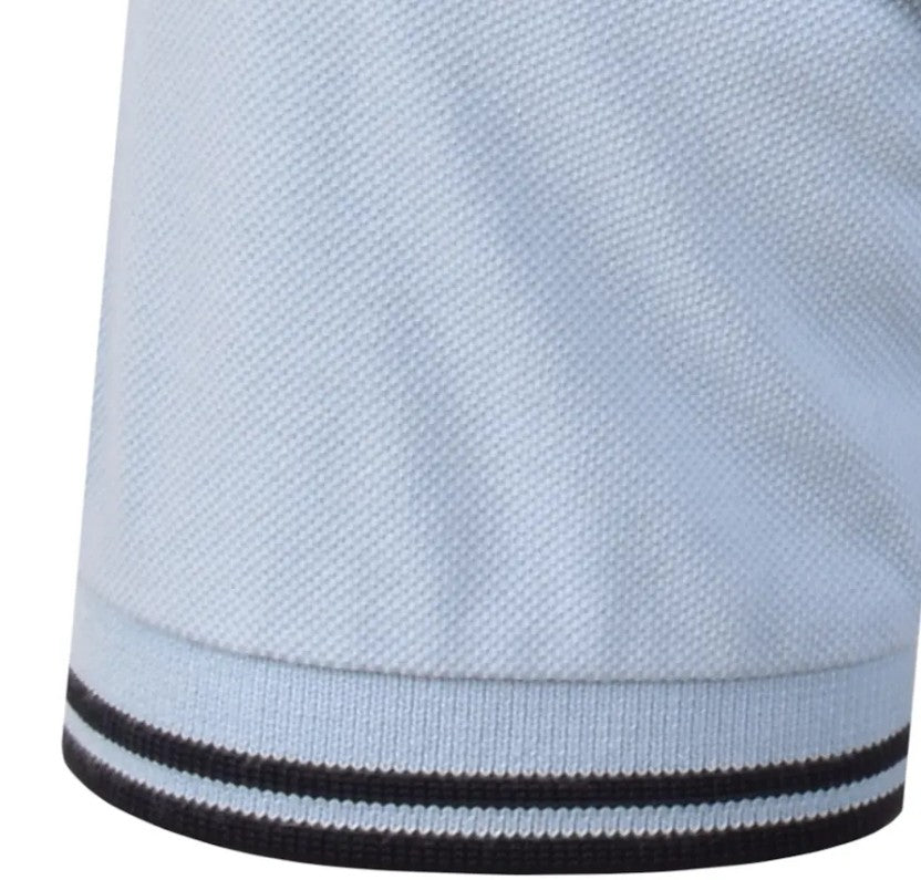 FRED PERRY TWIN TIPPED PIQUE COTTON POLO SHIRT LIGHT SMOKE BLUE/NAVY RRP £80 BNWT