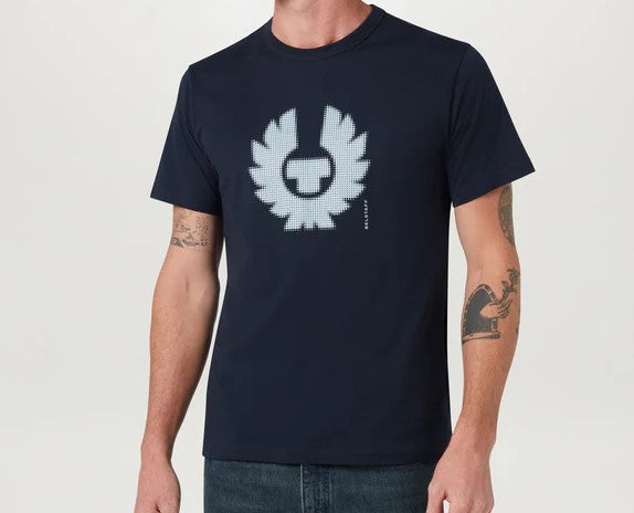 BELSTAFF BITMAP LOGO COTTON T-SHIRT DARK INK NAVY RRP £60 BNWT