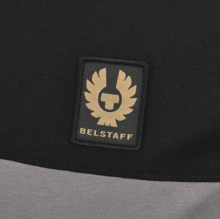 BELSTAFF COLOUR BLOCK COTTON T-SHIRT IN BLACK/TORNADO GREY RRP £80 BNWT