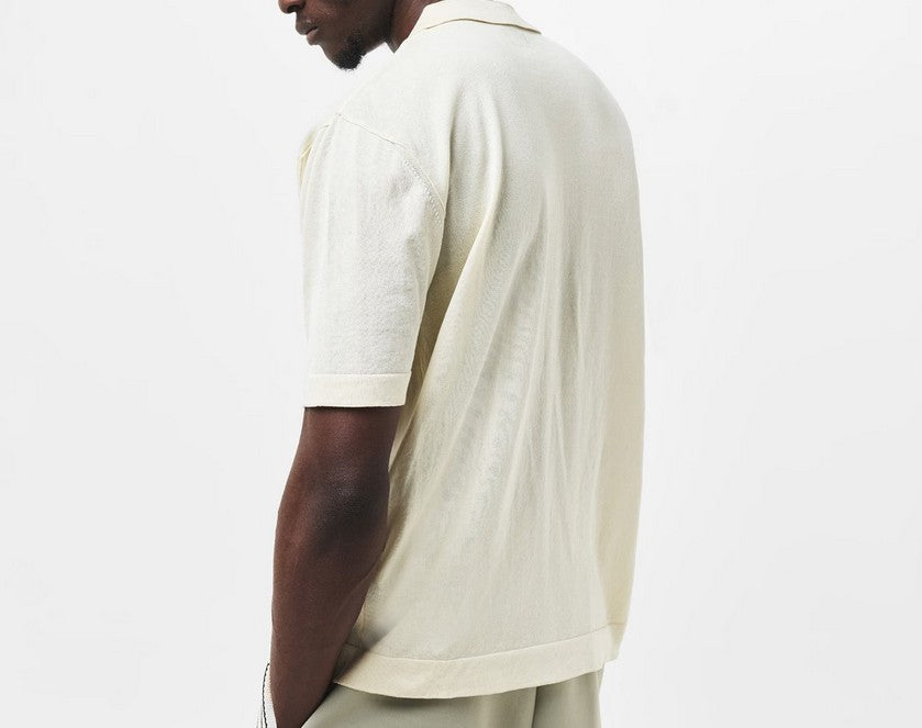 CP COMPANY REVERE COLLAR KNITTED POLO SHIRT GAUZE WHITE LARGE RRP £275 BNWT