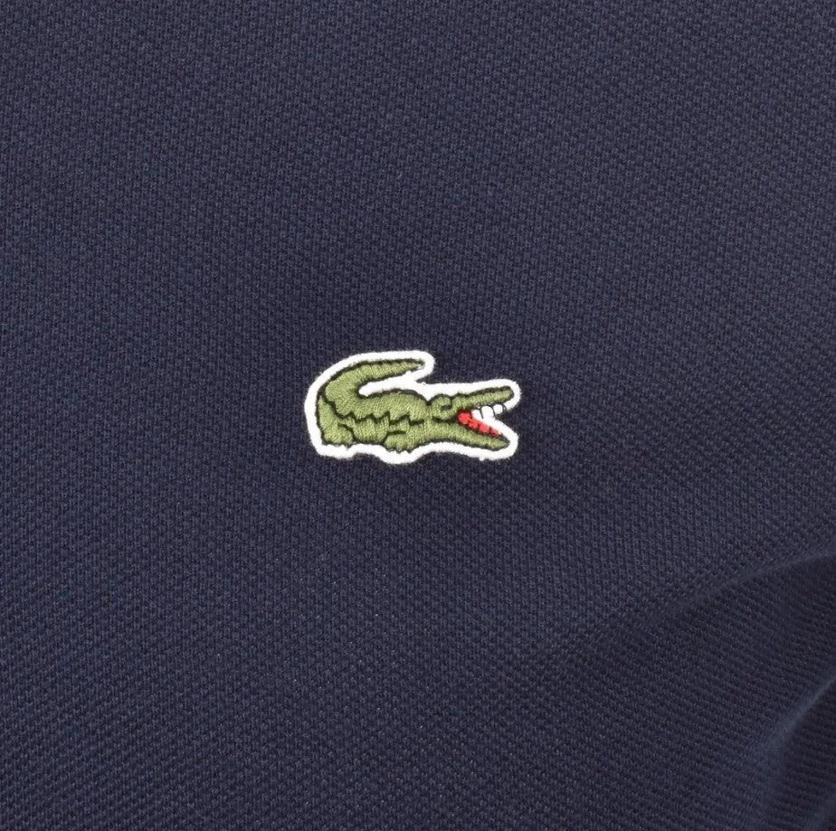 LACOSTE PIQUE COTTON TIPPED POLO SHIRT NAVY BLUE SIZE (5) LARGE RRP £105 BNWT