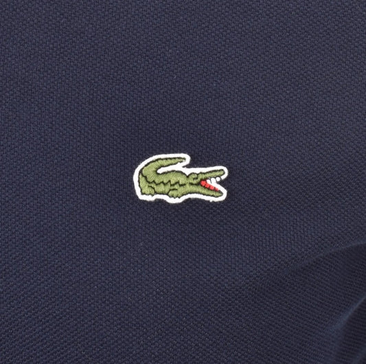LACOSTE PIQUE COTTON TIPPED POLO SHIRT NAVY BLUE SIZE (5) LARGE RRP £105 BNWT