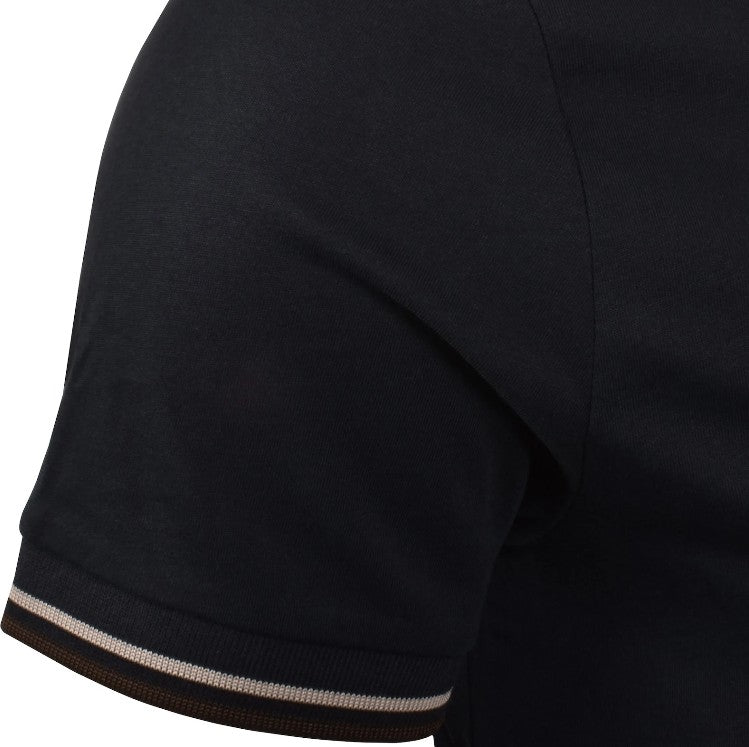 FRED PERRY TWIN TIPPED T-SHIRT NAVY/WARM OAT/BURNT TOBACCO RRP £50 BNWT