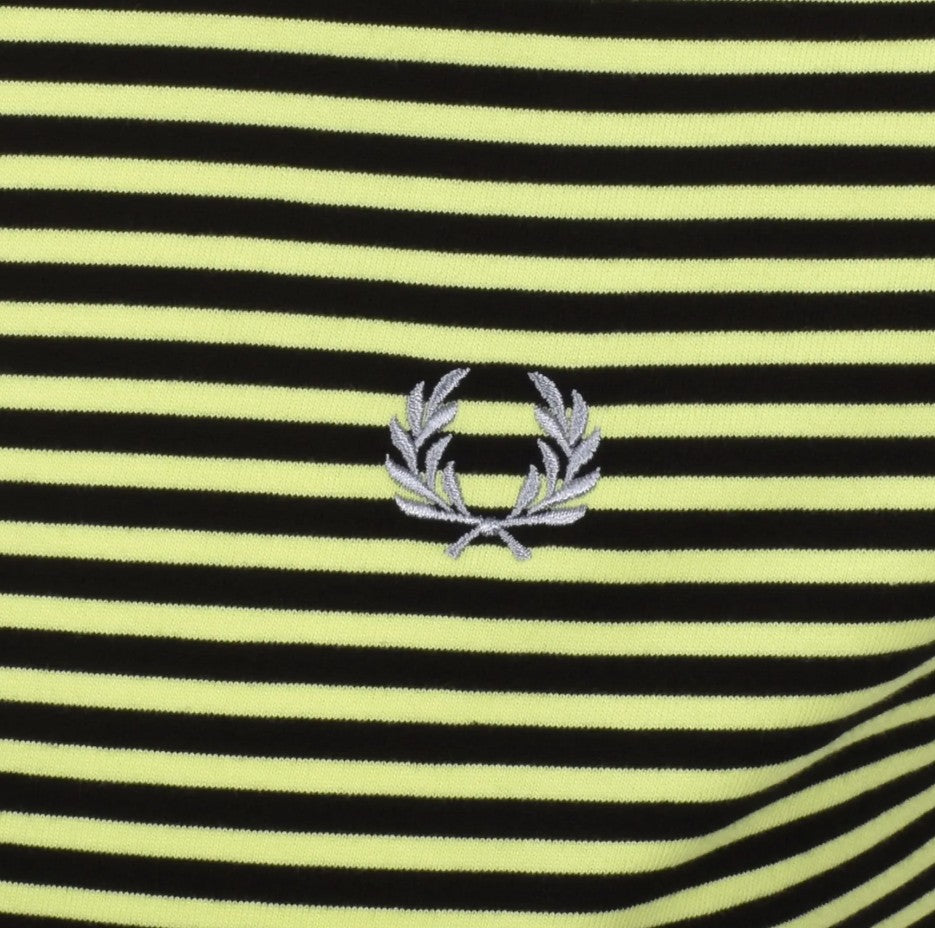FRED PERRY FINE STRIPE HEAVYWEIGHT COTTON T-SHIRT BLACK/YELLOW 2XL RRP £65 BNWT