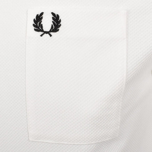FRED PERRY PIQUE COTTON POCKET DETAIL T-SHIRT WHITE RRP £60 BNWT