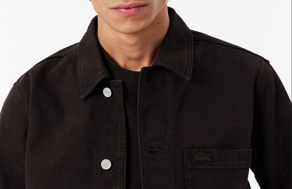 LACOSTE HEAVYWEIGHT DENIM RELAXED FIT OVERSHIRT JACKET BROWN XL RRP £160 BNWT