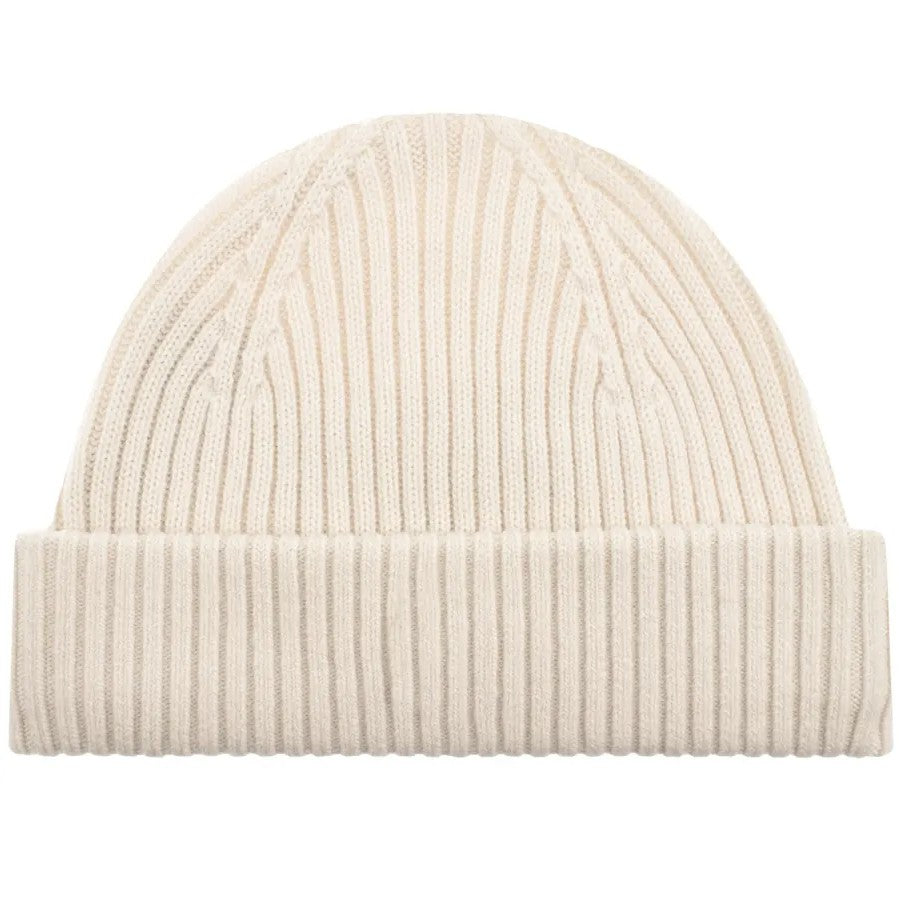 PARAJUMPERS RIBBED LOGO WOOL BLEND BEANIE HAT BEIGE RRP £60 BNWT