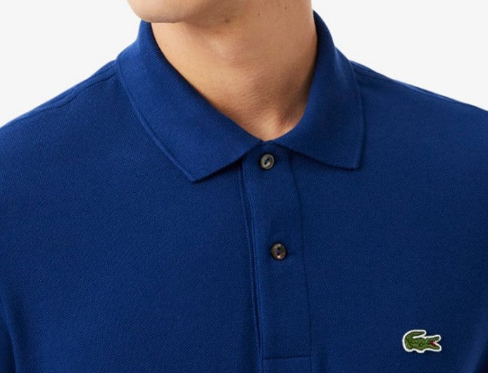 LACOSTE CROC LOGO PIQUE COTTON LONG SLEEVE POLO SHIRT BLUE (7) 2XL RRP £105 BNWT