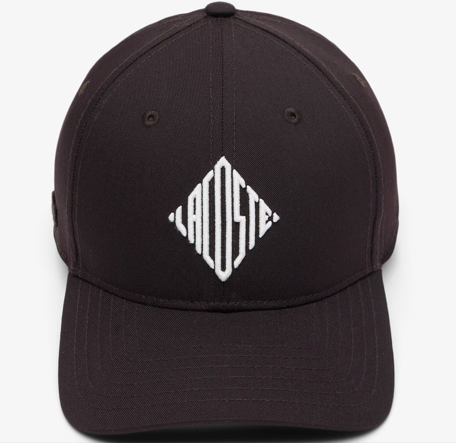 LACOSTE DIAMONG LOGO COTTON 6 PANEL BASEBALL CAP BROWN RRP £64 BNWT