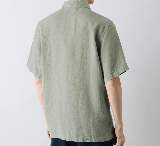 OLIVER SWEENEY SOMERTON SHORT SLEEVE LINEN SHIRT SAGE GREEN 2XL RRP £99 BNWT