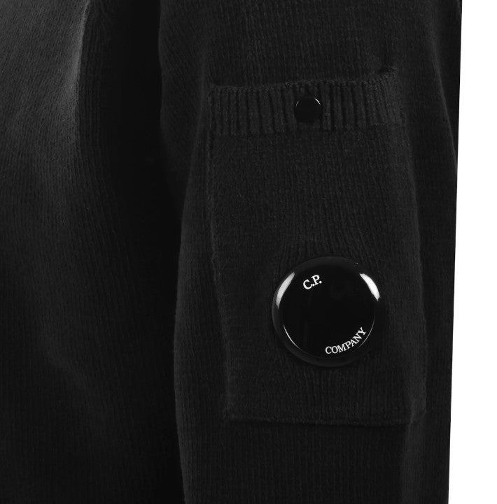 CP COMPANY CHENILLE COTTON LENS CREW NECK JUMPER BLACK RRP £255 BNWT