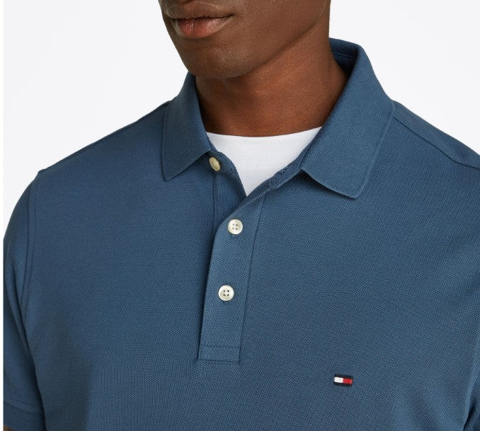 TOMMY HILFIGER SLIM FIT PIQUE COTTON POLO SHIRT TEAL BLUE LARGE RRP £75 BNWT