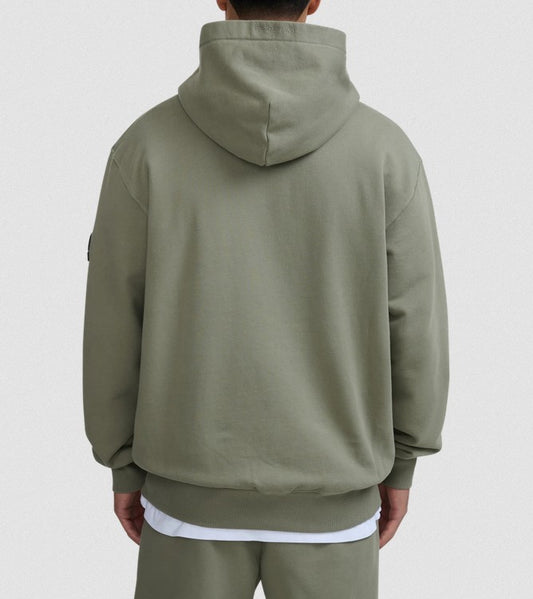 SANDBANKS BADGE LOGO COTTON FLEECE HOODIE SWEATSHIRT ARMY GREEN 3XL RRP £155 NEW