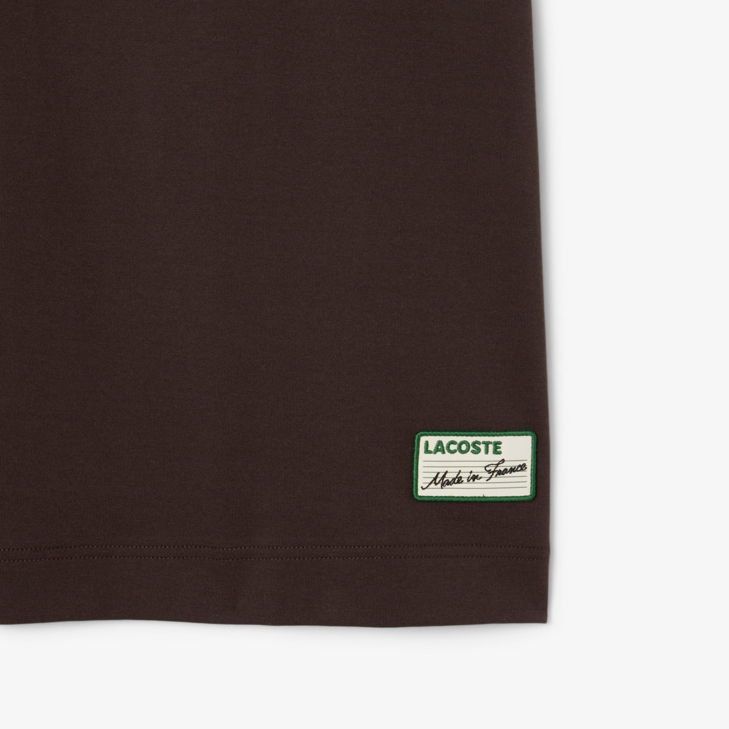 LACOSTE COTTON TIPPED CREW NECK T-SHIRT BROWN RRP £75 BNWT