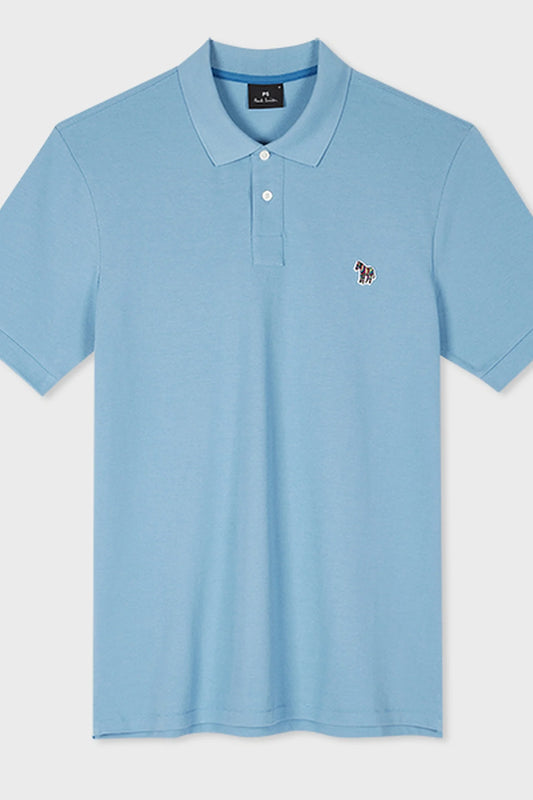 PAUL SMITH ZEBRA PIQUE COTTON POLO SHIRT PALE BLUE (40E) RRP £90 NEW
