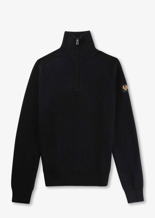 BELSTAFF STANLEY QUARTER ZIP JUMPER BLACK/DARK INK 3XL RRP £275 BNWT
