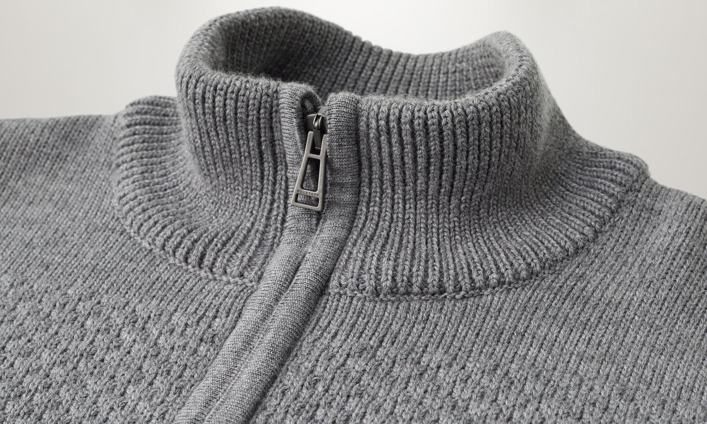 BELSTAFF STERNWAY ZIPPED WOOL CARDIGAN JUMPER GREY XL RRP £275 BNWT
