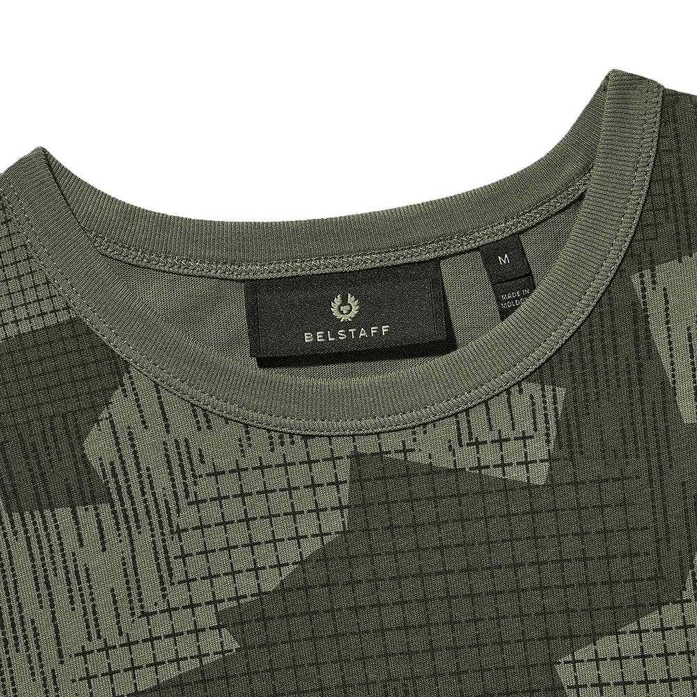 BELSTAFF TERRAIN CAMO COTTON T-SHIRT SURPLUS GREEN MEDIUM RRP £80 BNWT
